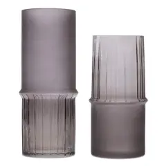 Gray Two-Toned Glass Vase Set