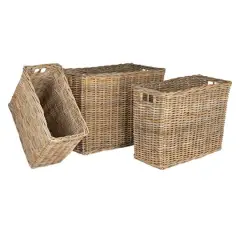 Hello Honey&reg; Natural Rectangular Woven Rattan Nesting Basket Set