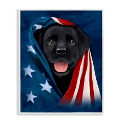 Stupell Industries Labrador & American Flag Framed Giclee Art White