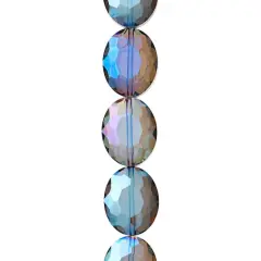 Blue Glass Faceted Oval Beads, 19mm by Bead Landing&trade;