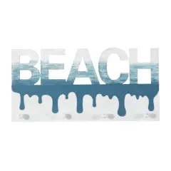 Blue Wood Coastal Wall Hook, 10" x 19" x 2"