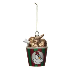 Hello Honey&reg; 4" Glass Fried Chicken Bucket Ornament with Glitter