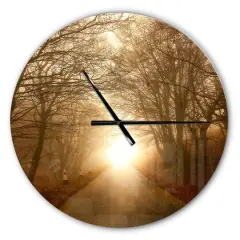 Designart Path To Sunlight In Autumn Forest Wall Clock