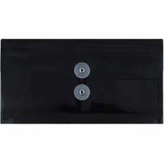 JAM Paper 5.25" x 10" Plastic #10 Business Envelope with Button and String Closure, 24ct. Black
