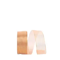 JAM Paper 1.5" x 25yd. Classic Wired Edge Mesh Ribbon Copper