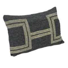 Hello Honey&reg; Charcoal & Natural Cotton Blend Lumbar Pillow with Jute Embroidery