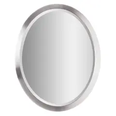 Classic Brushed Nickel Oval Metal Framed Beveled Vanity Wall Mirror - 23" x 29"