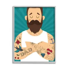 Stupell Industries Best Dad Father's Day Tattoos Framed Giclee Art Gray