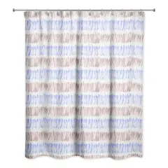 Hatch Lines Shower Curtain Blue and Brown
