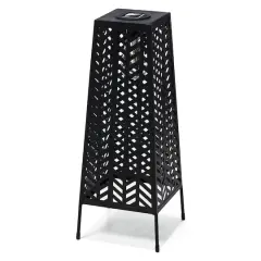 Glitzhome&reg; 21.5" Metal Geometric Solar Powered Floor Lantern