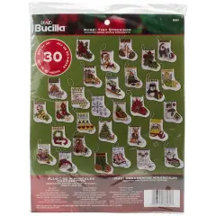 Plaid&reg; Bucilla&reg; More Tiny Stocking Ornaments Counted Cross Stitch Kit, 30ct.