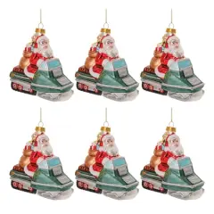 5" Glass Snowmobile Santa Ornaments, 6ct.