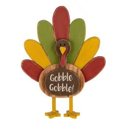 Glitzhome&reg; 2ft. Thanksgiving Wooden Turkey Standing D&eacute;cor