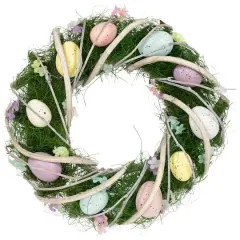 15" Speckled Eggs & Spring Flowers Easter Wreath