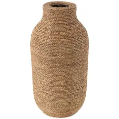 19" Brown Seagrass Handmade Wrapped Vase