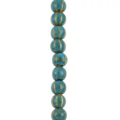 Turquoise Ceramic Round Melon Beads, 10mm by Bead Landing&trade;