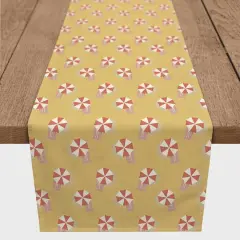 90" Umbrella Pattern Cotton Twill Runner Yellow/Red