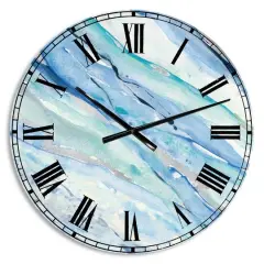Designart Blue Silver Spring I Wall Clock