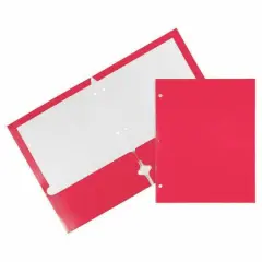 JAM Paper 9.5" x 11.5" Glossy 3-Hole Punch Folders, 12ct. Pink