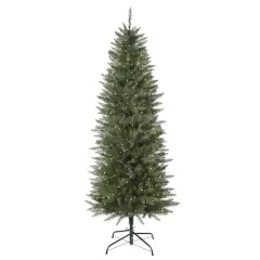 6.5ft. Pre-Lit Dumont Pencil Artificial Christmas Tree, Soft White LED Lights