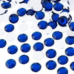 John Bead Acrylic Round Flat Back Rhinestones, 10mm Royal Blue