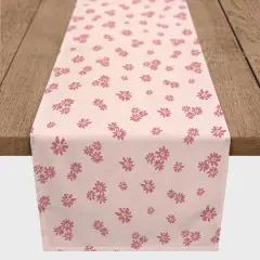 90" Daisy Pattern Cotton Twill Table Runner Pink