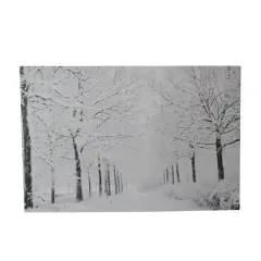 Fiber Optic Lighted Snowfall Winter Lane Christmas Canvas Wall Art