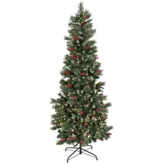 9ft. Pre-lit Artificial Meadowlark Pencil Hinged Tree, Clear Lights