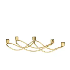 18" Gold Stainless Steel 5 Taper Candle Candelabra