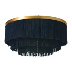 Hello Honey&reg; 13.75" Round Flush Mount Fringe Light Fixture Navy
