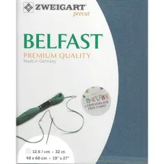 Zweigart&reg; Precut Belfast 32 Count Canvas, 19" x 27" Blue Spruce/French Blue