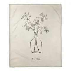 Flower Line Drawing 50" x 60" Coral Fleece Blanket