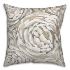 Cream & Gray Floral Indoor/Outdoor Pillow