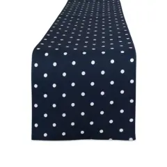 White/Navy Reversible Polka Dot Table Runner 14" x 90"
