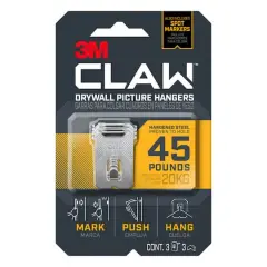 3M CLAW&trade; 45lb. Drywall Picture Hangers, 3ct.