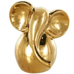 10" Ceramic Glossy Elephant Decorative Sculpture Gold
