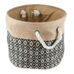 DII&reg; 9" Ikat Round Burlap Bin Black