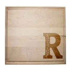 17" Floral Monogram Maple Cutting Board Floral Monogram R