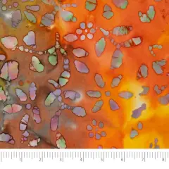 SINGER Batik Red & Orange Flower Cotton Fabric