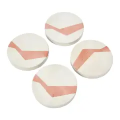 Hello Honey&reg; Off-White and Terracotta Round Sandstone Coaster Set with Abstract Design
