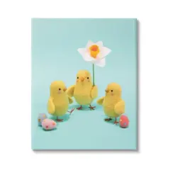 Stupell Industries Spring Chicks Floral Easter Eggs Canvas Wall Art