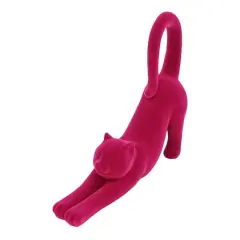 12" Flocked Stretching Halloween Tabletop Cat by Ashland&reg; Hot Pink