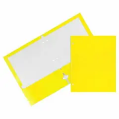 JAM Paper 9.5" x 11.5" Glossy 3-Hole Punch Folders, 12ct. Yellow