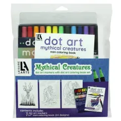 Leisure Arts&reg; Dot Art Markers Mythical Creatures Mini Coloring Book Set