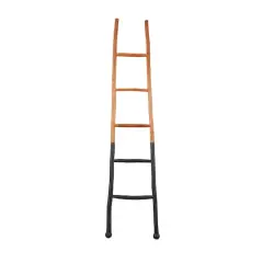 6ft. Handmade Slanted Wood Ladder Black and Brown