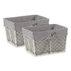 DII&reg; Medium Antique White Chicken Wire Baskets with Black Gingham Liners, 2ct.