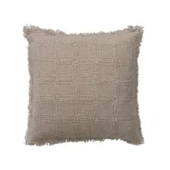 Hello Honey&reg; Natural Woven Cotton Pillow with Chambray Back and Fringe