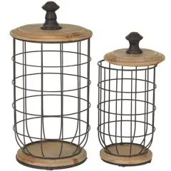 Black Metal Caged Style Kitchen Decorative Jars Set