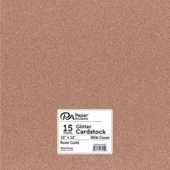 PA Paper&trade; Accents Glitter 12" x 12" Cardstock, 15 Sheets Rose Gold