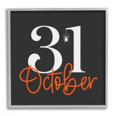 Stupell Industries 31 October Halloween Date Framed Giclee Art Gray